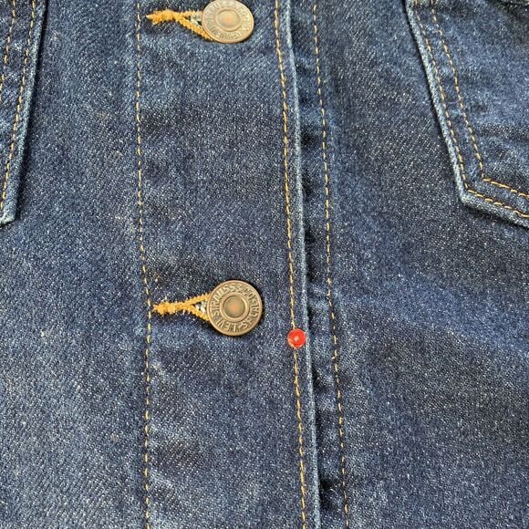 Levi’s Denim Jacket Women’s 1X Trucker Biker Blue Dark Wash Decorated Pocket - Picture 5 of 16